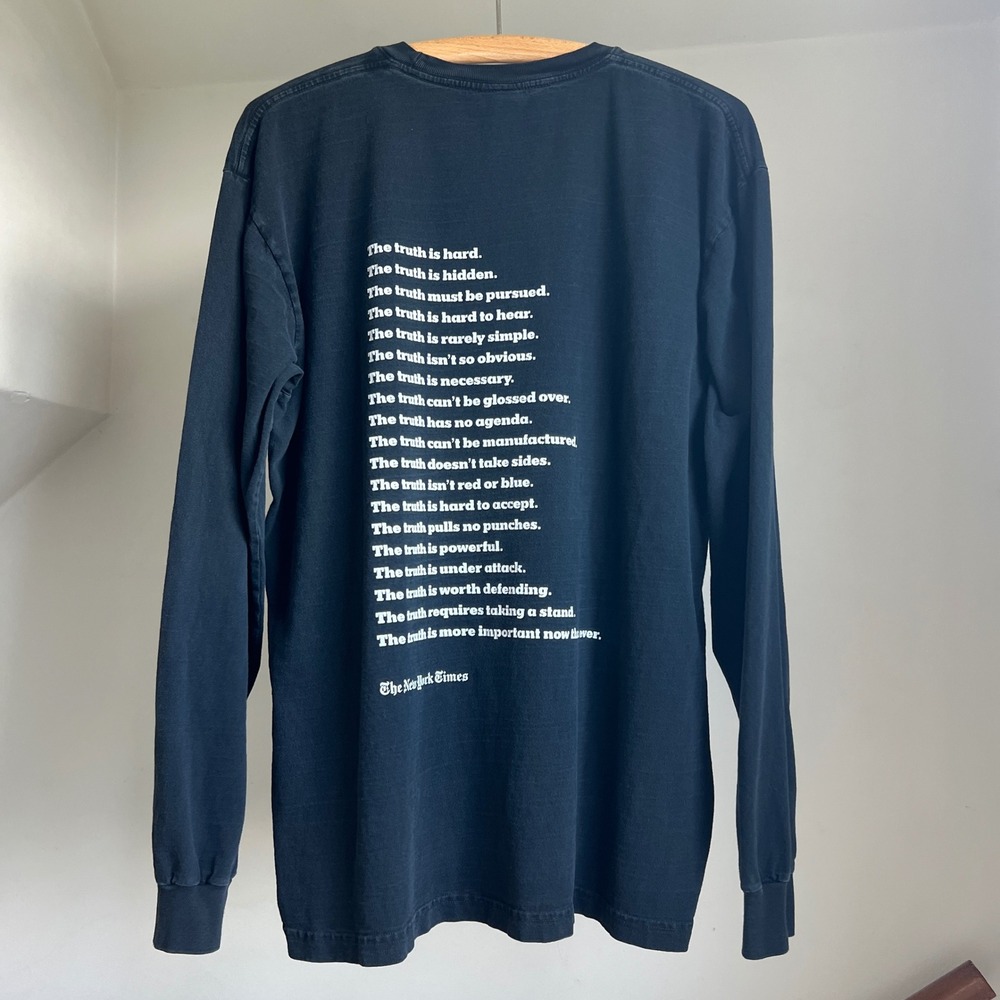 The New‎ York Times The Truth Tee Long Sleeve Shirt Black Graphic NYT L Cotton